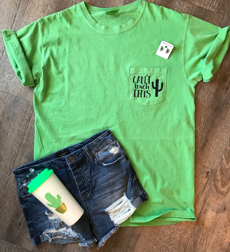 Can T Touch This Cactus Comfort Colors Neon Green Funny Etsy