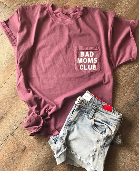 Bad Moms Club Pocket Tshirt Comfort Colors Eggplant Purple Etsy