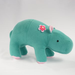 Handmade Hippo Stuffed Animal - Soft Plush Hippopotamus Toy - Cute Safari Animal Gift for Baby Shower, Nursery Decor or Kids Birthday