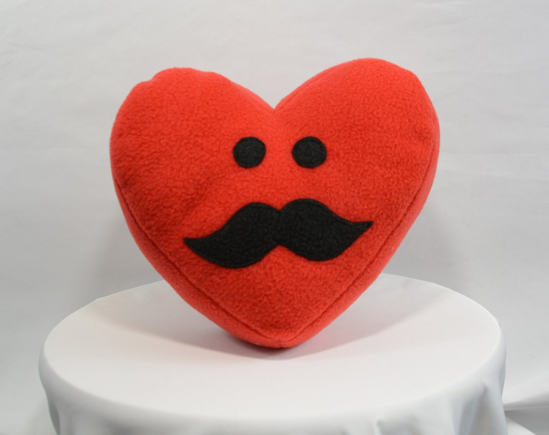 Mustache Heart Emoji Heart Love Heart Love Pillow Emoji Etsy 
