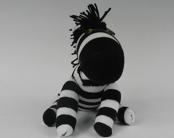 Zebra Stuffed Animal, Zebra Stuffed Toy, Zebra Plush, Zebra Stuffed Plushie, Zebra Sock Animal Toy