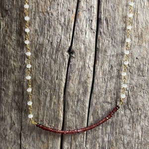 Micro Ombré Tourmaline Bar on Chalcedony Chain