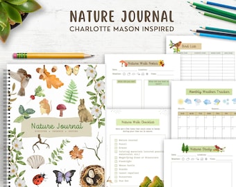 Charlotte Mason Nature Study, Nature Journal for Kids, Charlotte Mason Homeschool Printable, Nature Study for Kids, Nature Journal Printable