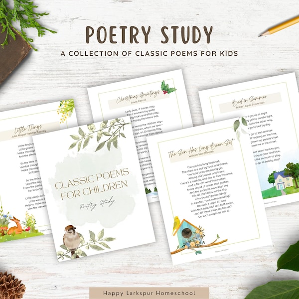 Poetry Study Charlotte Mason, Poetry for Children, Classic Children’s Poems, Homeschool Poetry Study, Poems To Memorize for Children