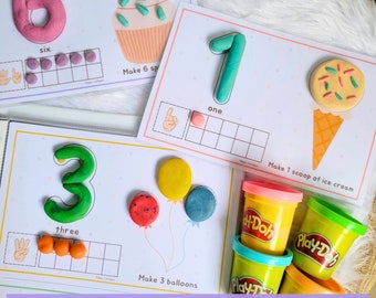 Numbers Playdough Mats, Preschool Play Dough Mats Printable, Counting Mats for Kids, Montessori, Preschool Activity, Homeschool Learning