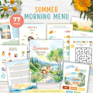 Menu du matin d'été, menu du matin, maternelle, menu du matin imprimable 1re année, panier du matin, école à la maison à l'heure du matin Charlotte Mason, préscolaire