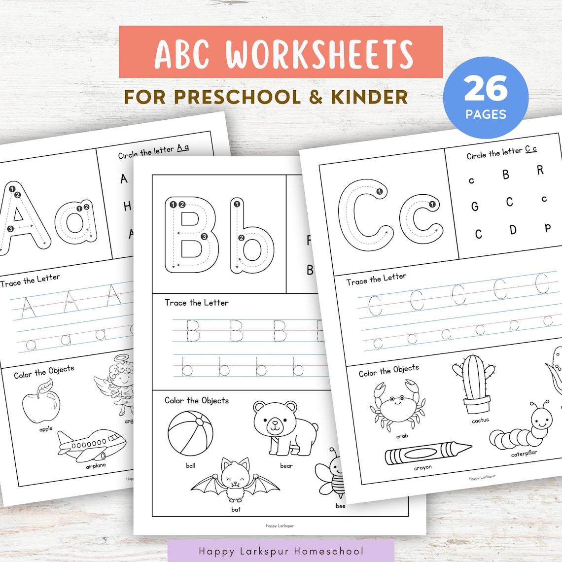 Alphabet Worksheets for Preschool, ABC Worksheets, Kindergarten