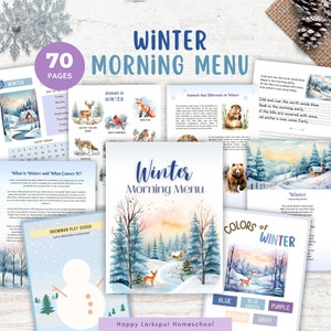Winterochtendmenu, voorschoolse leerplan Winteractiviteiten, thuisschool printables, Winter Unit Study, Winter Homeschool, Charlotte Mason