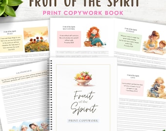 Fruit of the Spirit Copywork Book, Scripture Handwriting Practice, Charlotte Mason Copywork Homeschool Printable, Bible Copywork Sheets