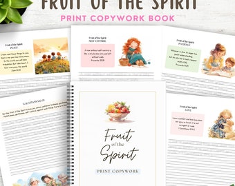 Fruit of the Spirit Copywork Book, Scripture Handwriting Practice, Charlotte Mason Copywork Homeschool Printable, Bible Copywork Sheets