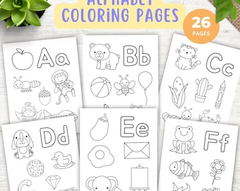 ABC Coloring Pages for Kids, Alphabet Coloring Pages, Letter of the Week Activity Sheets, Kindergarten ABC Worksheets, Homeschool Printables