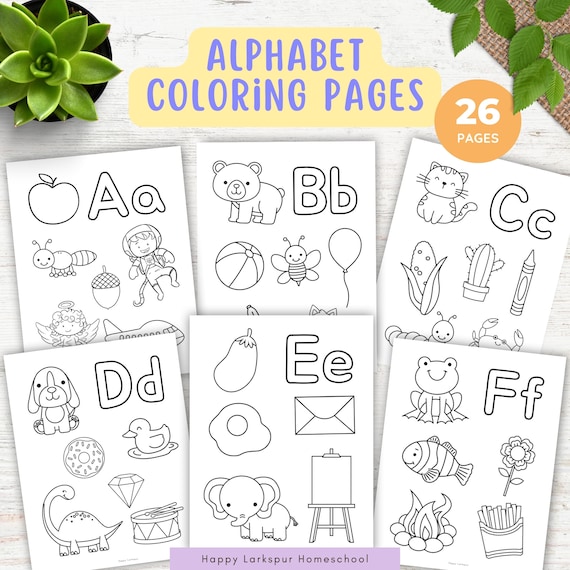 ABC Coloring Pages for Kids, Alphabet Coloring Pages, Letter of the Week Activity Sheets, Kindergarten ABC Worksheets, Homeschool Printables