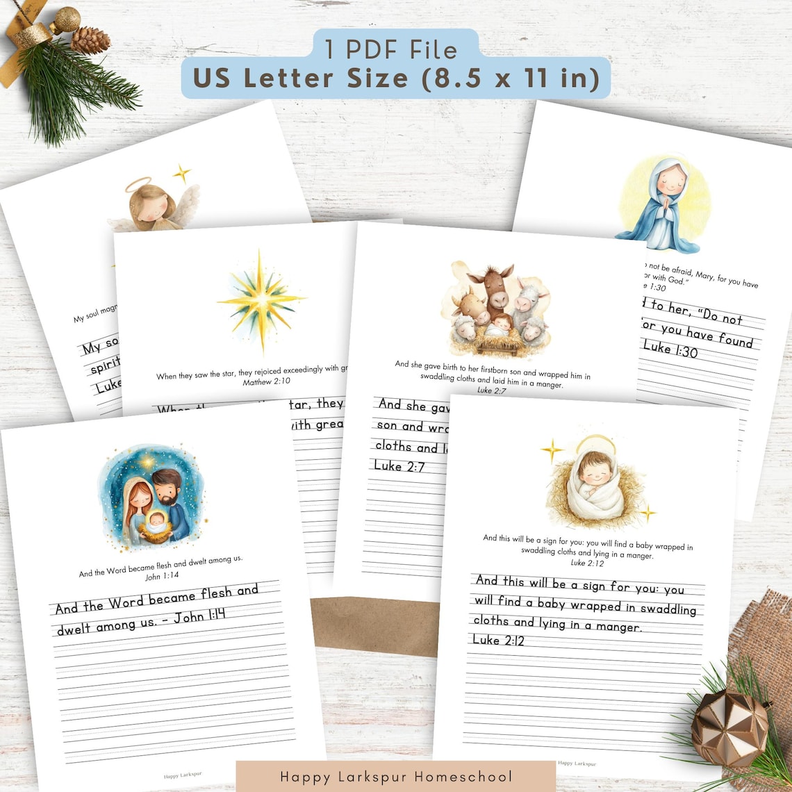 Advent Christmas Bible Verse Copywork, Bible Verse Handwriting Practice ...