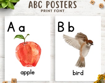 Alphabet Posters, ABC Posters Classroom, Alphabet Poster Printable, Homeschool Printable Alphabet Posters, Toddler Preschool ABC Poster