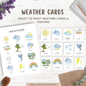 Weather Cards for Kids, Weather Poster, Preschool Weather Flashcards, Printable Homeschool ...