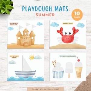 Summer Playdough Mats, Preschool Play Dough Mats Printable, Toddler Activity, Fine Motor Skills, Summer Preschool Activities, Play Dough Mat