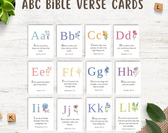 ABC Bible Verse Flashcards, Homeschool Preschool Flashcards, Bible Flashcards, ABC Flashcards, Preschool ABC Bible Printable Flashcards