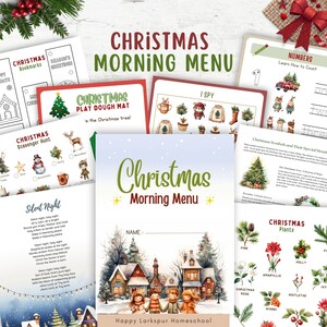 Christmas Morning Menu Pages, Preschool Christmas Activities, Homeschool Christmas Printables, Christmas Unit Study, Preschool Binder Advent