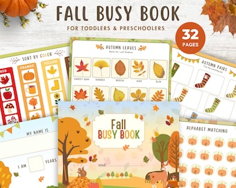 Fall Busy Book for Toddlers Preschoolers, Busy Book Printable, Preschool Activity Binder, Autumn Busy Book, Preschool Activity Printables