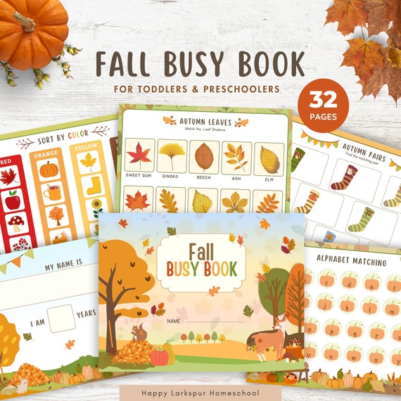 Fall Busy Book for Toddlers Preschoolers, Busy Book Printable, Preschool Activity Binder, Autumn Busy Book, Preschool Activity Printables
