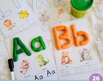 Alphabet Playdough Mats, Alphabet Writing Practice Mat, Alphabet Mats, ABC Playdough Mat, Play dough Mats for Preschool, ABC Writing