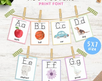 Alphabet Poster 5x7, ABC Posters Classroom, Alphabet Poster Print, Homeschool Printable Alphabet Posters, Toddler Preschool ABC Poster