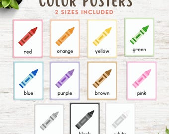Color Poster Classroom, Preschool Colors Decor, Homeschool Printable Color Posters, Toddler Kindergarten Color Poster, Classroom Decor