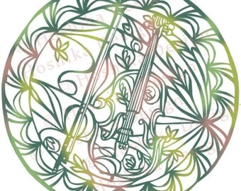 Viola, set of 6 Blank Greeting Cards, Print of Hand-Cut Paper Art, 4.75&quot; x 4.75&quot;