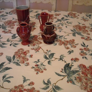 Retro Burgundy and Grey Floral 42&quot; Square Tablecloth