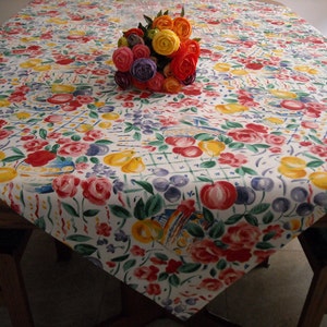 Large Bright Floral 57&quot; Square Tablecloth