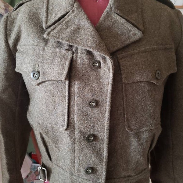 Authentic Olive Green Wool British Military Army Battledress Blouse. Ike Jacket. 1950s. 1940s. WWII. WW2. Pinup. Winter Soldier. Cosplay.
