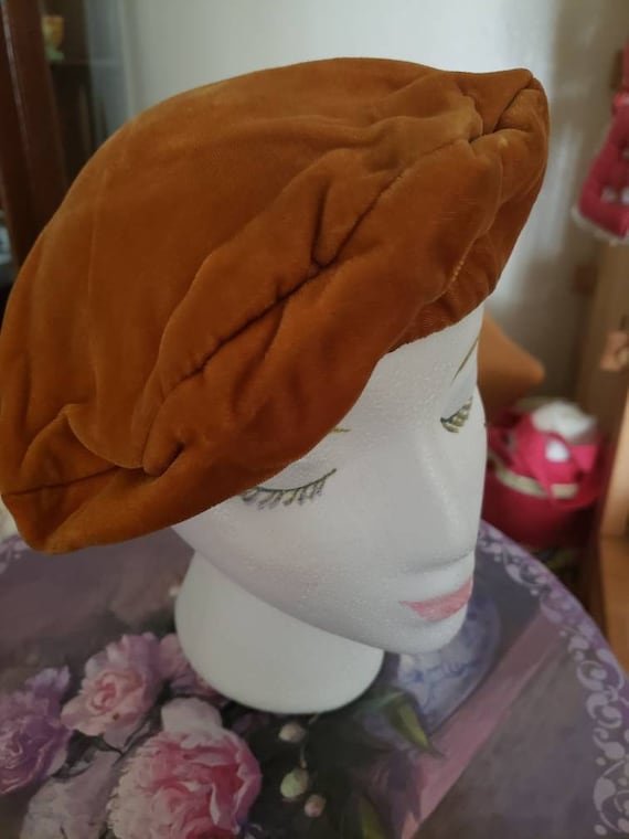 Midcentury Vintage Velvet Beret by Clover Lane - image 2