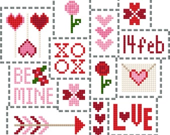 Valentine Cross Stitch - Collage