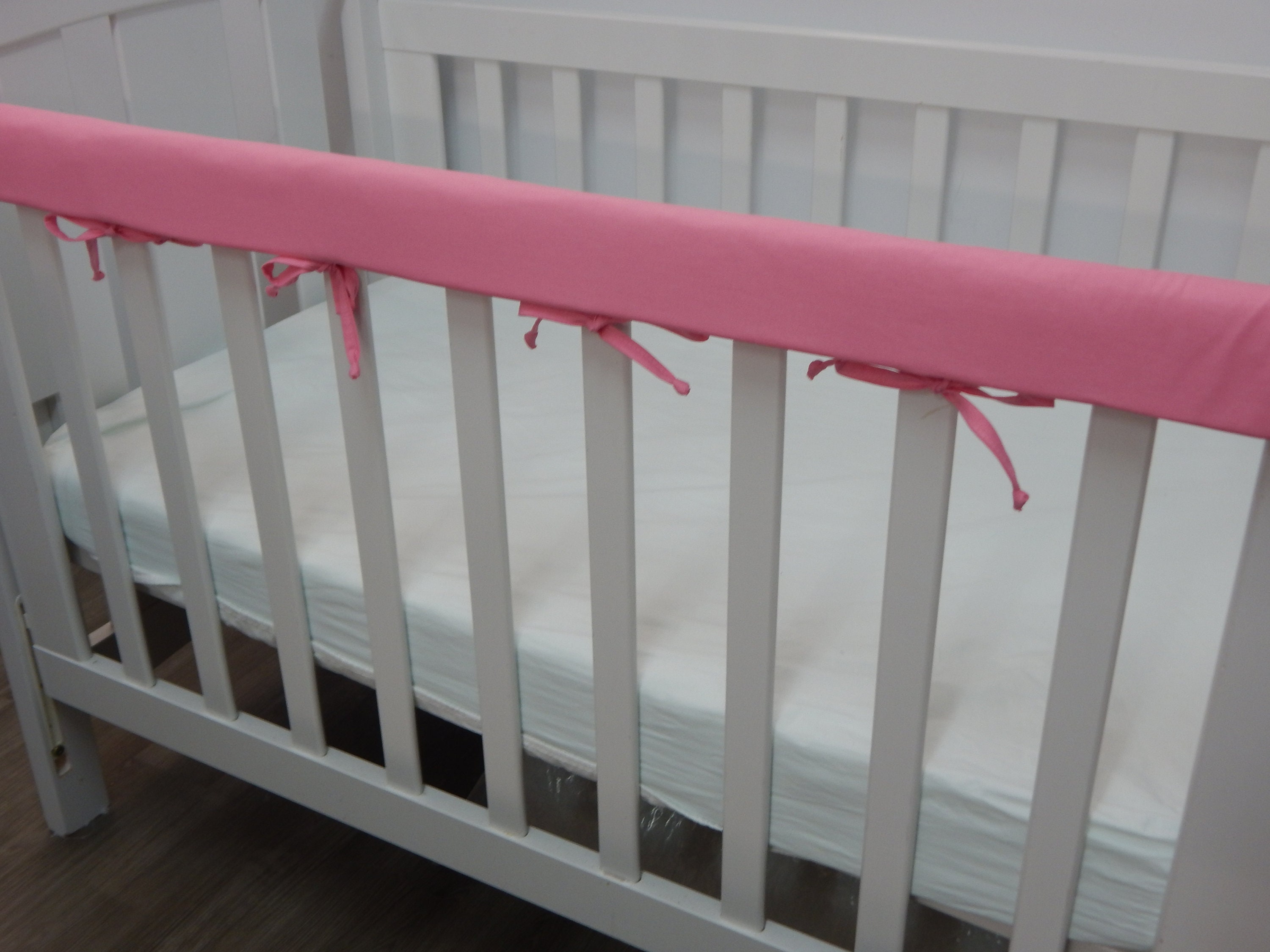 Cot Rail Cover Pink Crib Teething Pad X 1 Handmade 100% Cotton - Foto 6