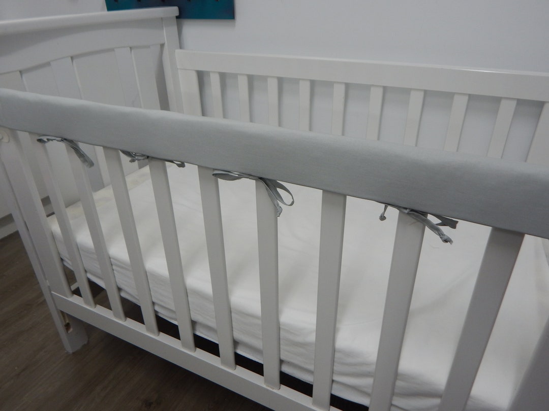 Cot Rail Cover Grey Teething Pad X 1 Plain Grey / Gray 100 Cotton