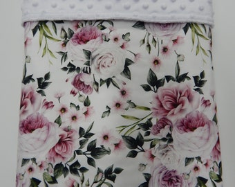 40 x 30 Fleece Blanket Kess InHouse Patternmuse Inky Floral Peony Pink White Illustration Throw 