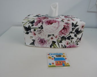 Tissue Box Cover Floral Peony Rose Raspberry Swirl  With Circle Opening -Lovely Gift Idea