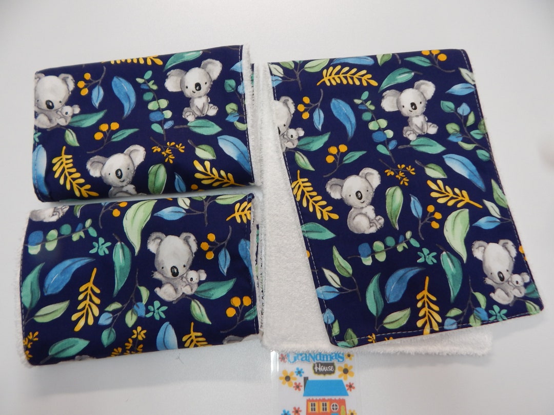 Cheeky Koalas Navy Burp Cloths Set of 3 100 Cotton Etsy