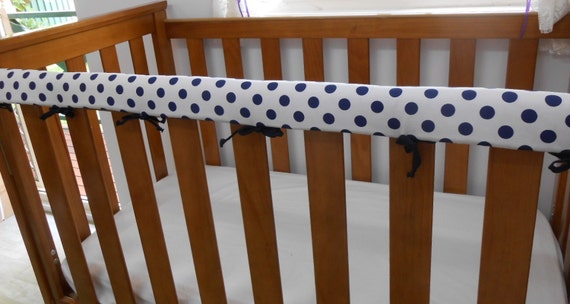 Baby Cot Crib Rail Cover Teething Pad Navy Spots On White Also Etsy