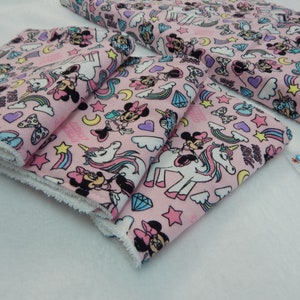 Burp Cloths Minnie Mouse Unicorns Set of 3 Cotton front Toweling back