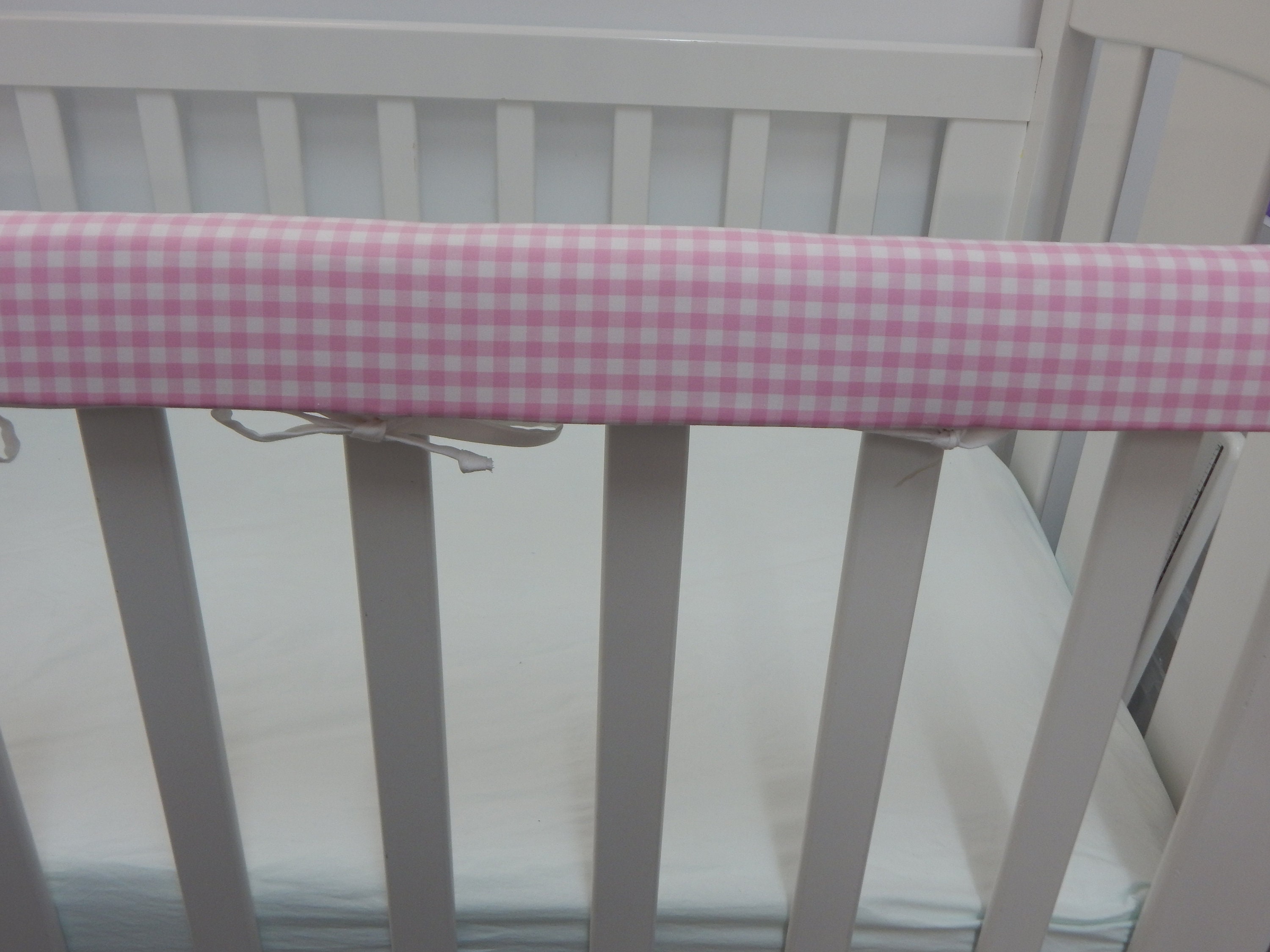 Cot Rail Cover Pink Crib Teething Pad X 1 Handmade 100% Cotton - Foto 3