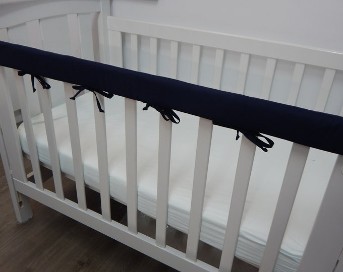 Cot Crib Rail Cover 100 Cotton Teething Pad Plain Colours Navy, Purple
