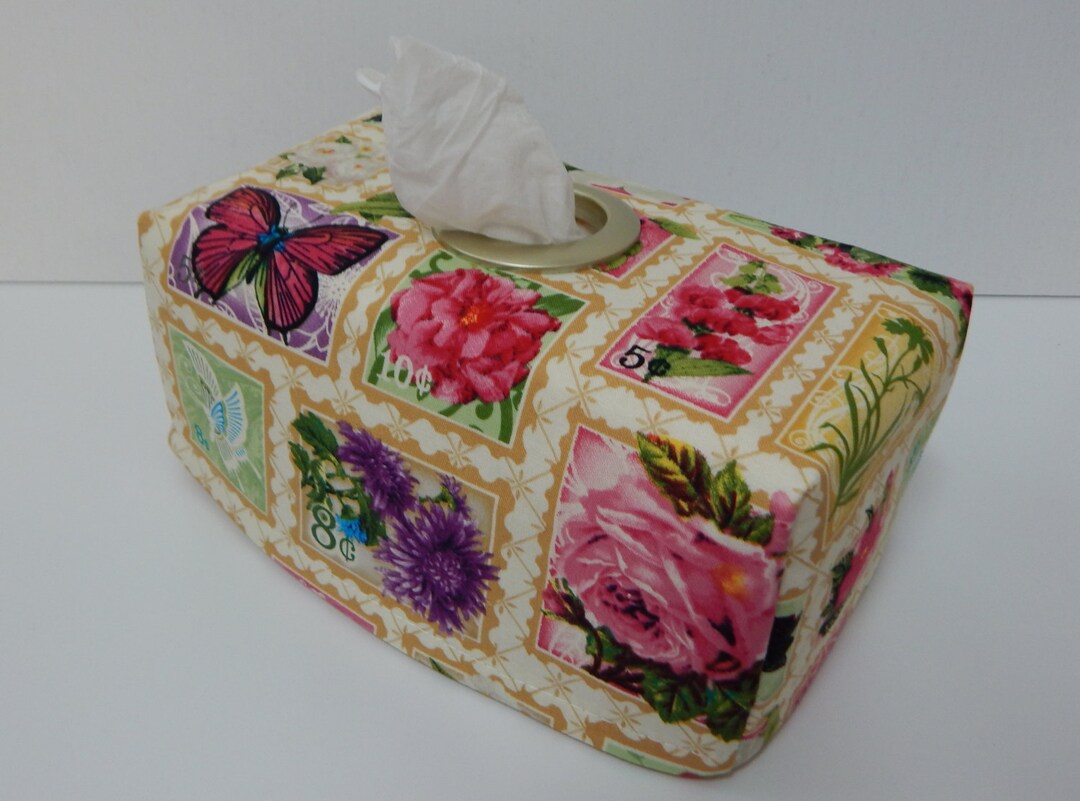 Pretty Tissue Box Pretty Floral Stamps Tissue Box Cover With Circle Opening -lovely Gift ...