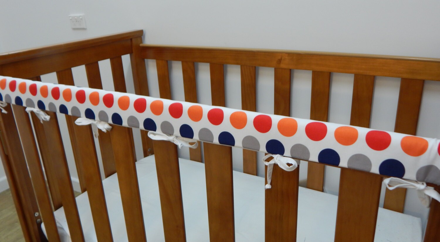 Baby Cot Crib Rail Cover Teething Pad Big Boy Dots Navy Etsy