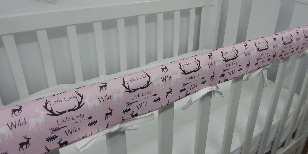 Cot Rail Cover Wild Little Lady Pink Background 100 Cotton Teething