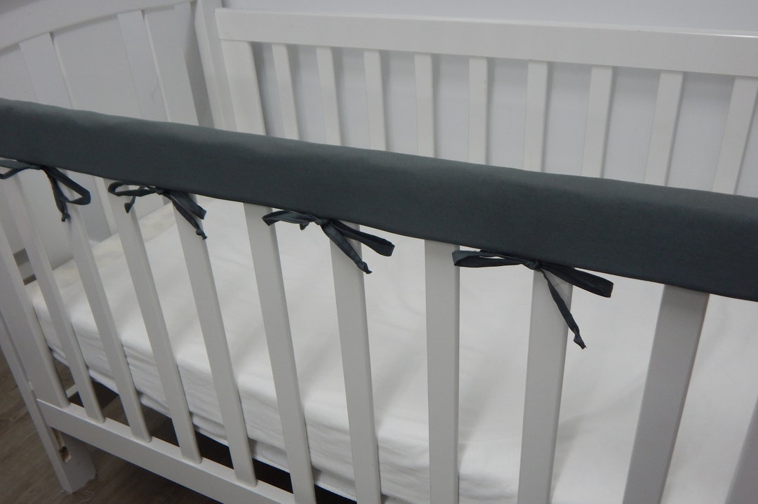 Charcoal Grey Cot Crib Rail Cover Teething Pad 100 Cotton Etsy