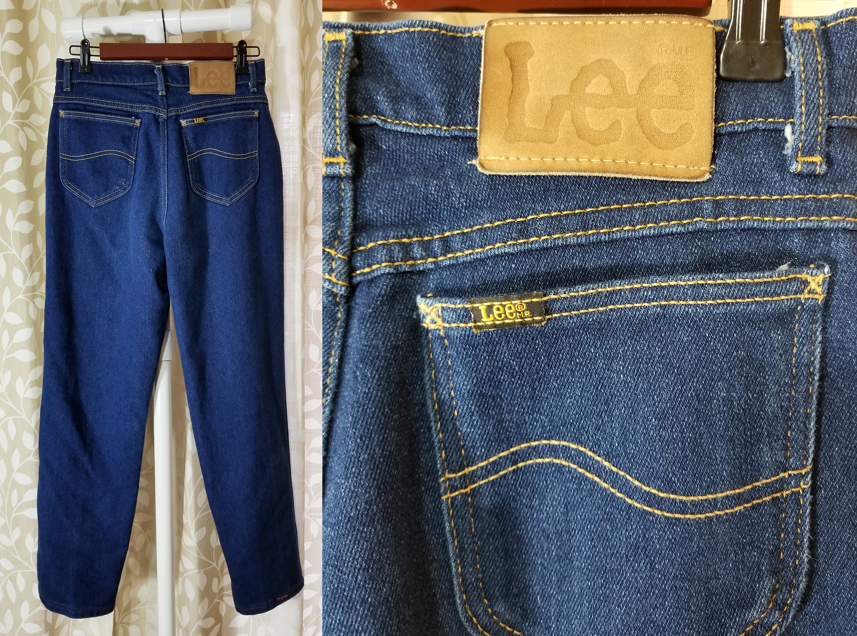 Vintage 1970s Lee Riders Blue Jeans With Leather Tag High | Etsy