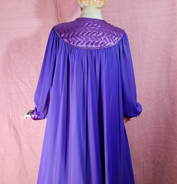 Vintage Lucie Ann Peignoir Long Sleeve Floor Length Purple Nightgown Nylon Dressing Gown Designer Lingerie Long Flowing Nighty Bridal