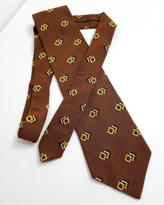 Vintage Hugo Boss Silk Tie with Geometric Squares 
