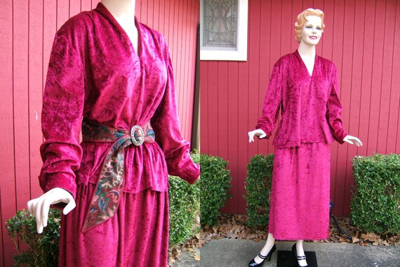 Vintage 1970s Burgundy Red 2 Piece Maxi Dress | Vi